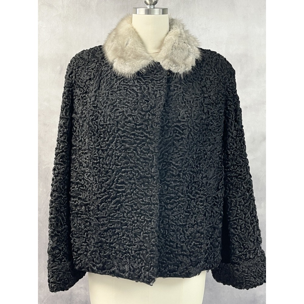 Craigs Of Brockville Womens Persian Curly Lamb Jacket Mink Collar Mob Wife 50s